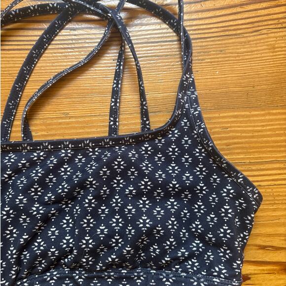 Athleta dark navy blue white western geometric strappy sports bra SIZE S - Picture 2 of 4